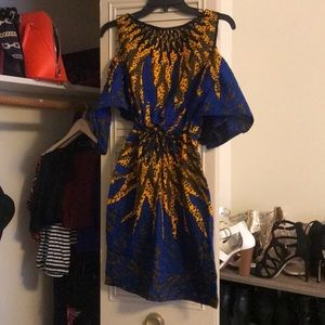 Brand New african print cold shoulder dress